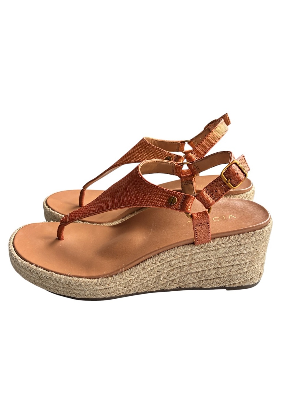 Vionic Kirra Wedge Sandals Copper Metallic Thong Espadrille 8 - Picture 8 of 12